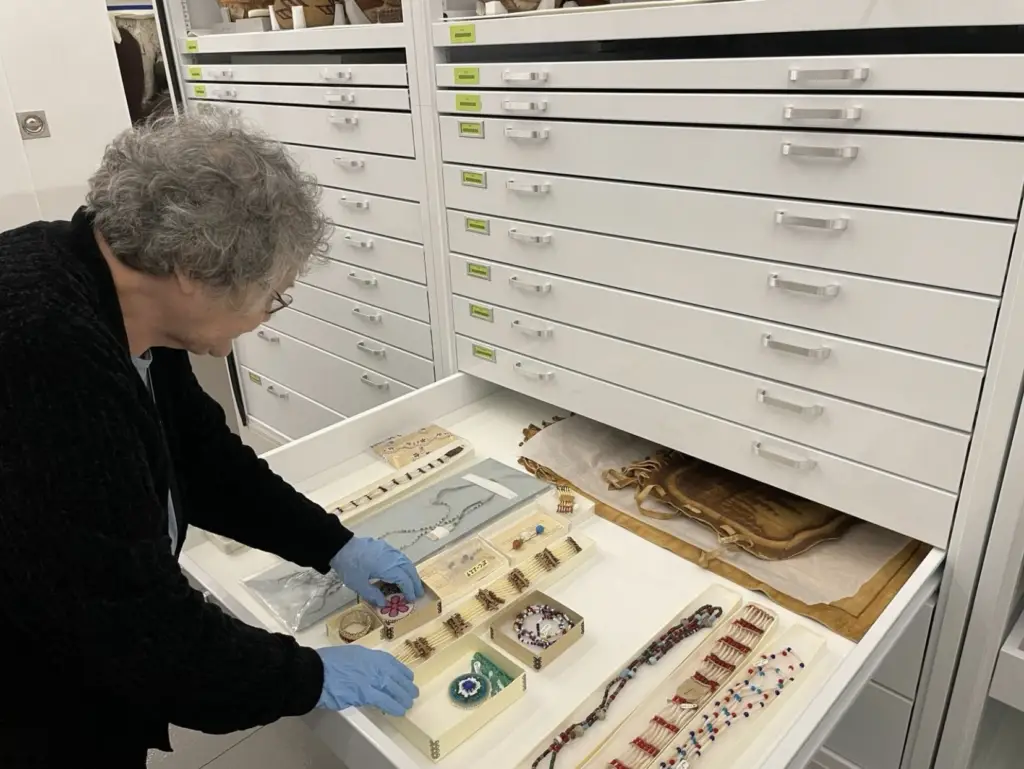Sarah-Knudson-visiting-the-collections-at-the-Alaska-Staet-Museum